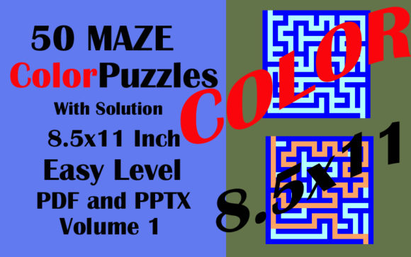 50 Easy KIDS Color Maze Puzzles Vol 1