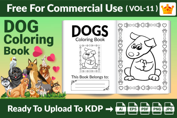 Creating Engaging Content with Dogs Coloring Page KDP Interior Vol 11