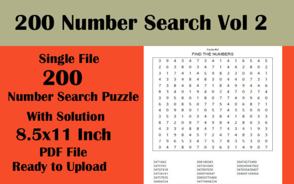 Creating Engaging Number Search Puzzles with 200 Number Search 8.5x11 1 File KDP V 2