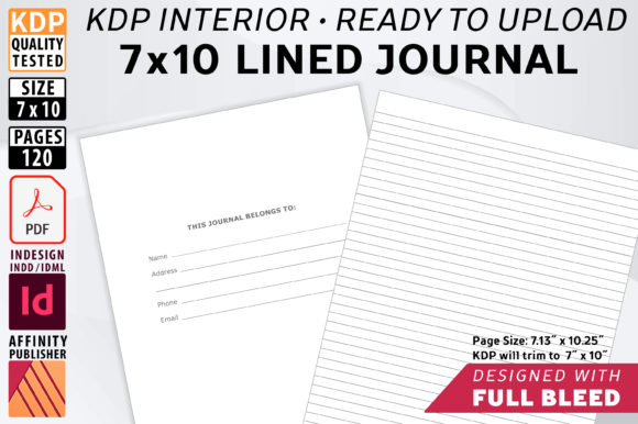 Creating No-Content and Low-Content Books with 7 X 10 Lined Journal with Bleed
