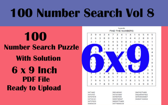 Explore the Joy of Puzzles with 100 Number Search 6x9 Puzzle KDP VOL 8