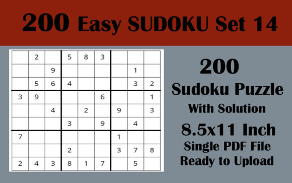 Unlocking Creativity and Productivity with 1 File 200 Sudoku EASY 8.5x11 KDP Vol 14